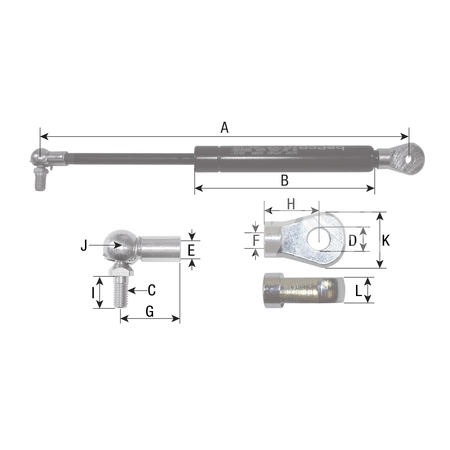 Sprężyna gazowa 700N 221-440mm Bepco 42/870-106 24263