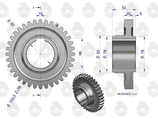 Koło 3 biegu C-360 Oryginał Ursus 50419670