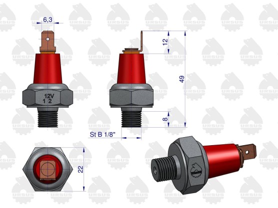 Czujnik ciśnienia oleju MF-3 1877721M92 Oryginał Ursus 1877721M91U