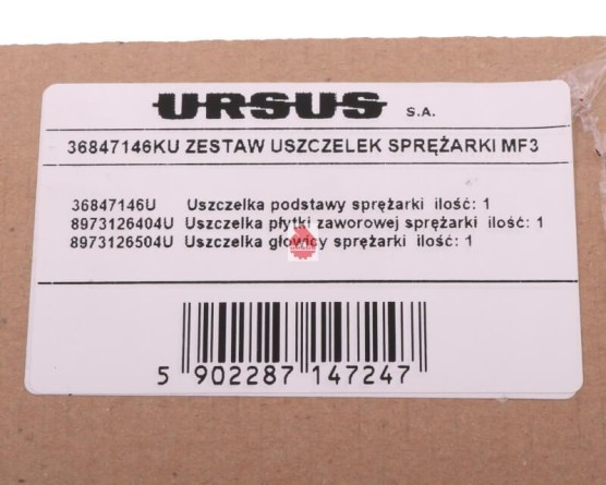 Komplet uszczelek sprężarki MF-3 8973126404. 8973126504, 36847145KU Oryginał Ursus 36847146KU