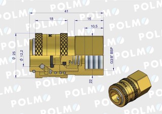 Szybkozłącze gniazdo kompresora 3/8"BSP gwint wewnętrzny P26 NW7.2 POLMO