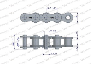 Łańcuch 08B-1 r1 1/2 cala Waryński sprzedaż na metry cena za 1m