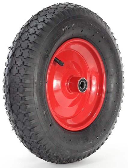 Koło 400x8 taczki pneumatyczne 4.00-8 6PR, łożysko kulkowe na oś fi-12mm, 400-8/6 Gumax