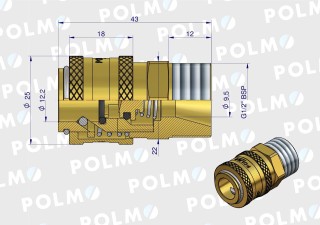 Szybkozłącze gniazdo kompresora 1/2"BSP gwint zewnętrzny P26 NW7.2 POLMO