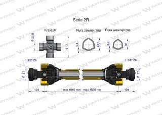 Wał przegubowo teleskopowy 270Nm 1010-1580mm 40270 CE 2020 seria 2R WARYŃSKI WA25-101
