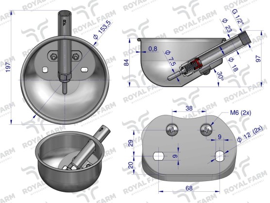 Poidło miskowe stal nierdzewna dla warchlaków M ROYAL FARM