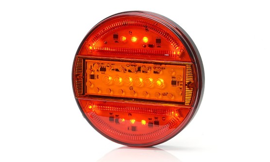 Lampa zespolona diodowa tylna, uniwersalna, kierunkowskaz, pozycja, stop, 12V / 24V 744, W95 waś