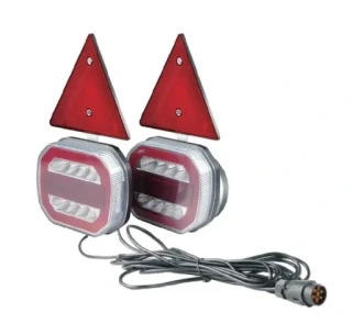 Zestaw lamp tylnych diodowych na magnes kierunkowskaz dynamiczny pozycja stop podświetlenie tablicy rej trójkąt przewód 7.5m wtyczka 7PIN 12/24V
