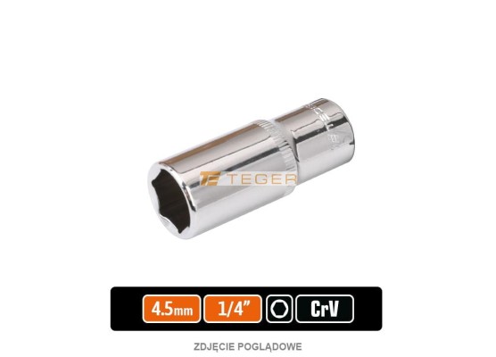 Klucz nasadowy 1/4" sześciokątny długi 4.5 mm / Teger T-W-KNS402