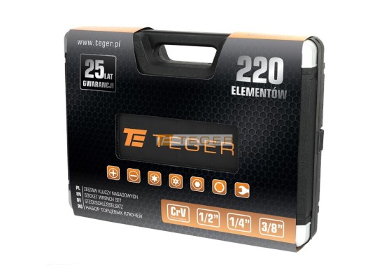 Zestaw kluczy nasadowych 220 szt  Teger T-W-NWZK220