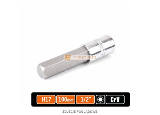 Klucz nasadowy 1/2" z bitem hex 100 mm/H17 / Teger T-W-KNH209