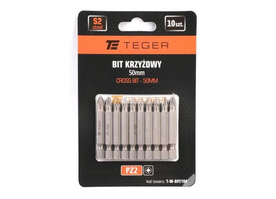 Bit krzyżowy pz 50 mm/PZ2 (zestaw 10 szt) / Teger T-W-BPZ104