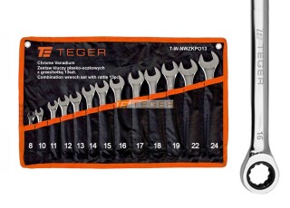 Zestaw kluczy płasko-oczkowych z grzechotką 13 szt / Teger T-W-NWZKPO13