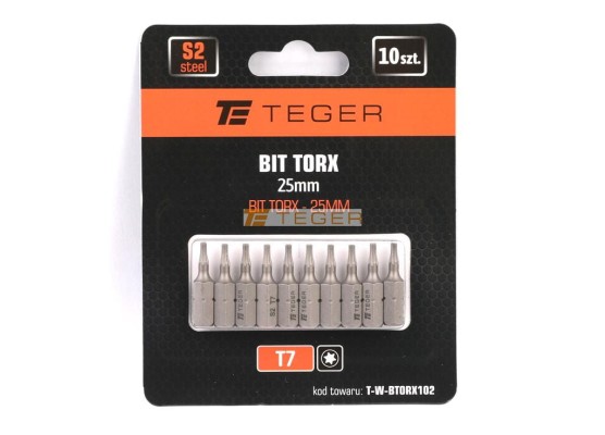 Bit torx 25 mm/T7 (zestaw 10 szt) / Teger T-W-BTORX102