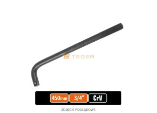 Pokrętło do nasadek typ L 3/4" 450 mm - kute/ stal crv 41V4 / Teger T-W-POKL105