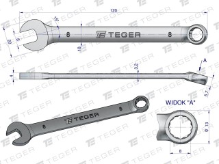 Klucz płasko-oczkowy 8 mm / Teger T-W-NWKPO8