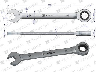 Klucz płasko-oczkowy z grzechotką 14 mm / Teger T-W-NWKPOG14