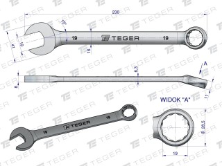Klucz płasko-oczkowy 19 mm  Teger T-W-NWKPO19