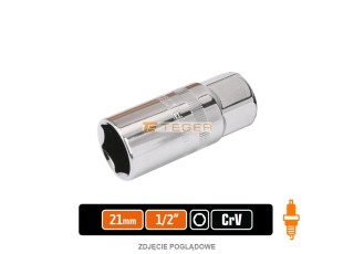 Klucz nasadowy 1/2" sześciokątny 21 mm - do świec / Teger T-W-KNS128