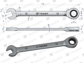 Klucz płasko-oczkowy z grzechotką 12 mm / Teger T-W-NWKPOG12