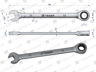 Klucz płasko-oczkowy z grzechotką 11 mm / Teger T-W-NWKPOG11