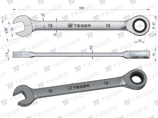 Klucz płasko-oczkowy z grzechotką 13 mm / Teger T-W-NWKPOG13