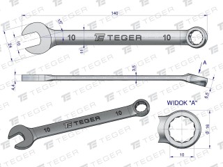 Klucz płasko-oczkowy 10 mm  Teger T-W-NWKPO10
