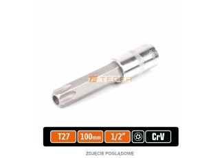 Klucz nasadowy 1/2" z bitem torx 100 mm/T27 / (z otworem) / Teger T-W-KNT403