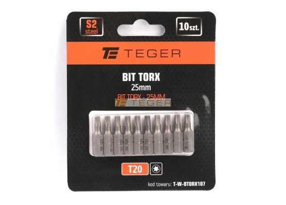 Bit torx 25 mm/T20 (zestaw 10 szt) / Teger T-W-BTORX107