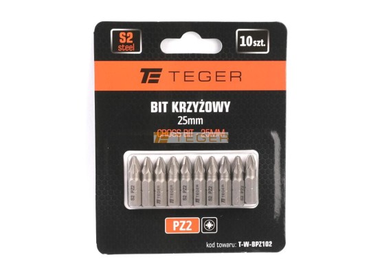 Bit krzyżowy pz 25 mm/PZ2 (zestaw 10 szt) / Teger T-W-BPZ102