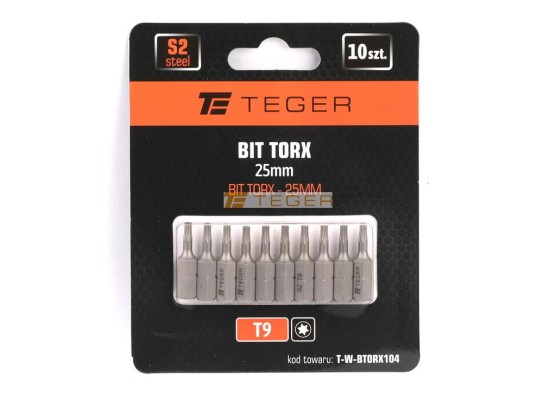 Bit torx 25 mm/T9 (zestaw 10 szt) / Teger T-W-BTORX104