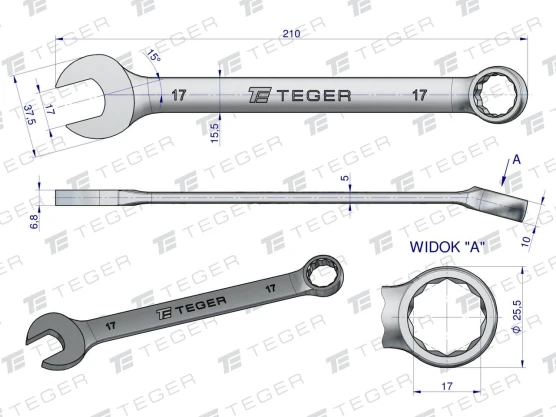 Klucz płasko-oczkowy 17 mm  Teger T-W-NWKPO17