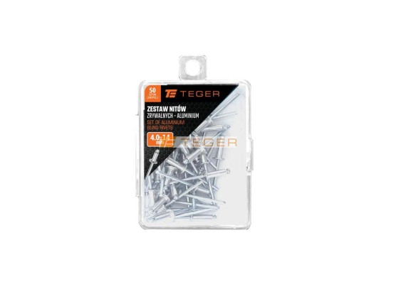 Zestaw nitów zrywalnych. aluminiowych (4.0x14mm) / 50 szt. / TEGER