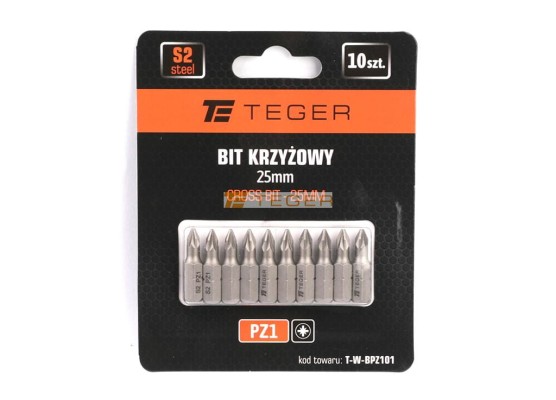 Bit krzyżowy pz 25 mm/PZ1 (zestaw 10 szt) / Teger T-W-BPZ101