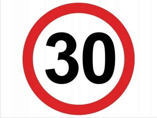 Naklejka laminowana limit prędkości 30 km/h