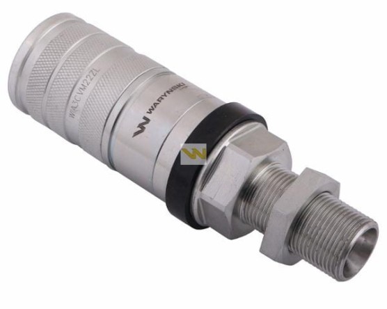 Szybkozłącze hydrauliczne gniazdo euro M22x1.5 gwint zewnętrzny long zrywalne seria WIA3CV (3CFPV) 68 l/min PUSH-PULL Waryński