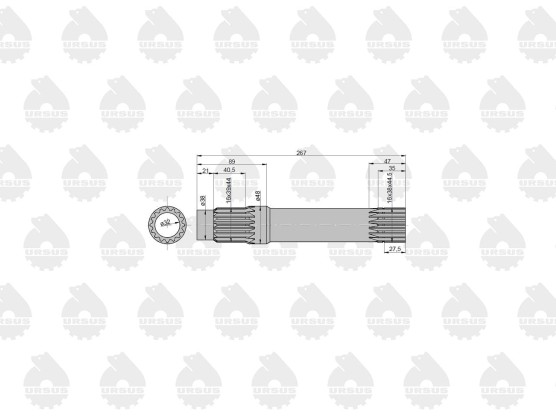Wałek napędowy sprzęgła Z-16 C-385 Oryginał Ursus 80108126U