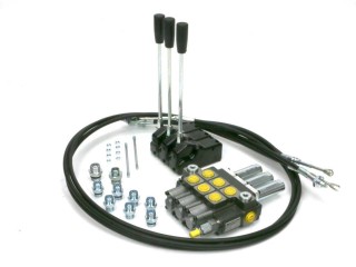 Rozdzielacz hydrauliczny 3-sek. + Dźwignie do sterowania + Szpilki łączeniowe + Elementy złączne + Linki na widełki 2000mm Waryński Zestaw