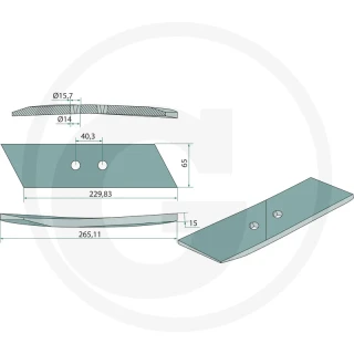 Dłuto pługa  prawe 2-OTWOROWE stal borowa kwerneland 053090