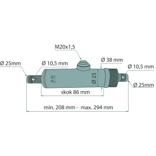 Siłownik hydrauliczny jednostronny SKRAW-MET FI-38mm 691SMN12086 rozsiewacz