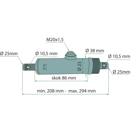 Siłownik hydrauliczny jednostronny SKRAW-MET FI-38mm 691SMN12086 rozsiewacz