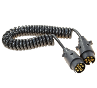 Przewód elektryczny przyczepy, spiralne, 2-wtyki, przewód 7-żył 4m APARTS