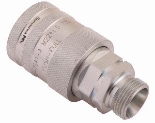 Szybkozłącze hydrauliczne gniazdo euro M22x1.5 gwint zewnętrzny z eliminatorem ciśnienia Waryński WIAM22MZ-PPE