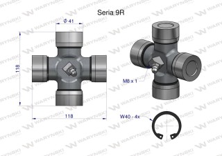 Krzyżak wału 41x118 seria 9R Waryński