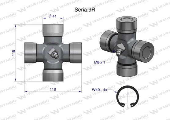 Krzyżak wału 41x118 seria 9R Waryński