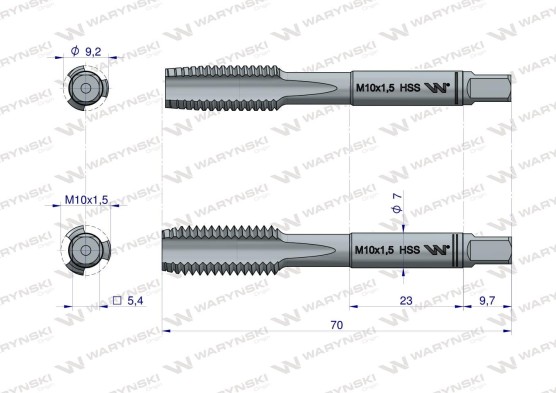 Komplet gwintowników przemysłowych M10x1,5 dwusztukowy ze stali hss wstępny. wykańczak din 352/2 Waryński WMG108