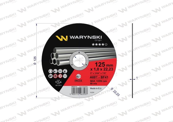 Tarcza do cięcia inox 125 x1.0 x22.23 mm Waryński