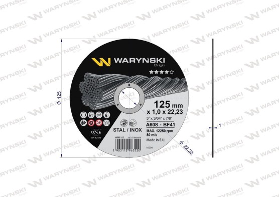 Tarcza do cięcia metalu 125 x1.0 x22.23 mm Waryński