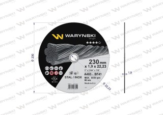 Tarcza do cięcia metalu 230 x1.9 x22.23 mm Waryński