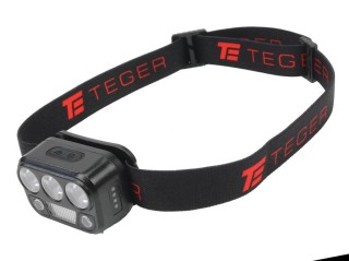 Latarka czołówka LED COB, 200 lm uruchamiana gestem akumulator 650 mAh ładowana USB-C, Teger